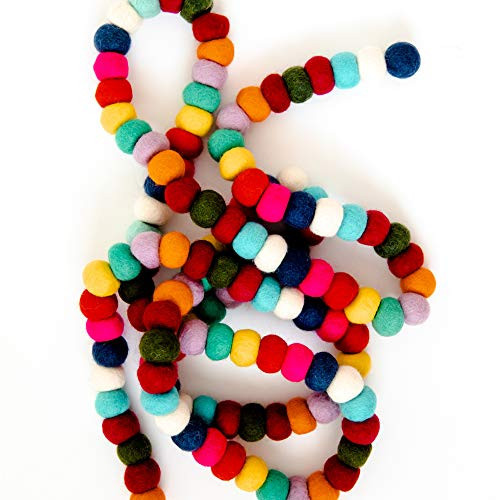 Peachy Party Colorful Felt Ball Pom Pom Garland | 9 Ft | Spring, Easter, Birthday, Christmas Decor | 100% Wool Felt | Boho Rainbow | Amazon (US)