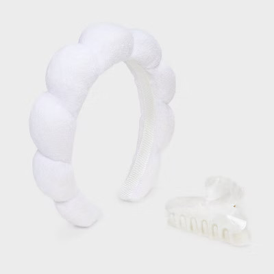 Headband and Claw Hair Clip Set 2pc - A New Day™ Ivory | Target