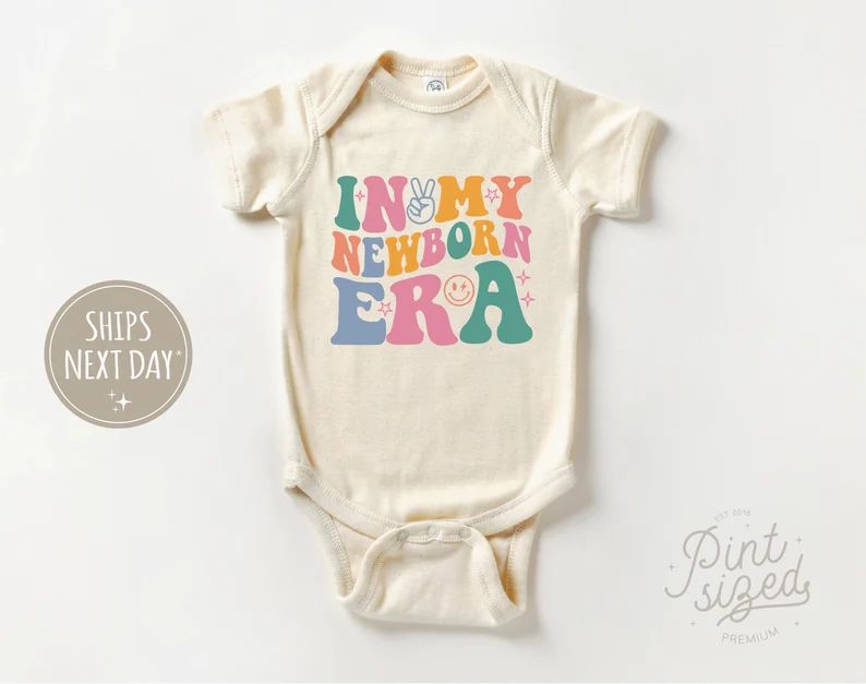 Retro Newborn Onesie® in My Newborn Era Baby Onesie® Cute Retro Baby Bodysuit Natural Baby Ones... | Etsy (US)
