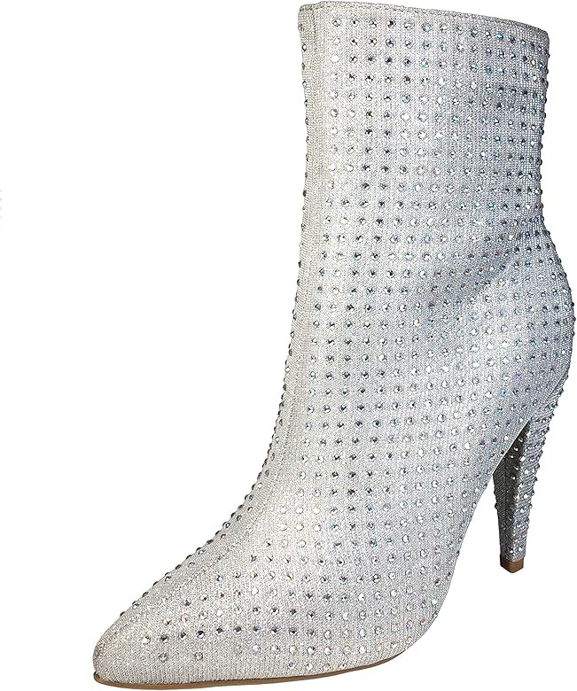 Women's Embellished Shimmery Pointy Toe Bootie | Amazon (US)