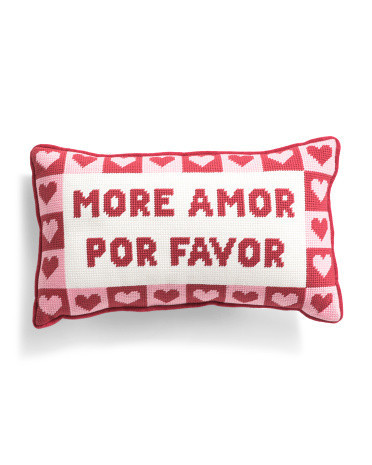 9X15 More Amor Needlepoint Pillow, Polyester | TJ Maxx