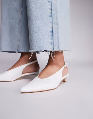 Public Desire Saskia slingback kitten heel shoes in white | ASOS | ASOS (Global)