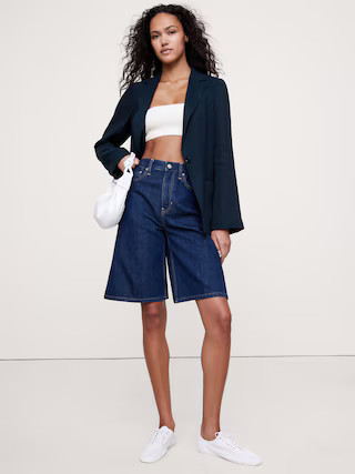 Linen-Viscose Open-Back Blazer | Banana Republic (US)