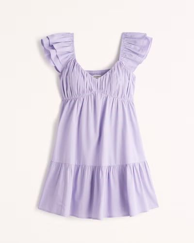 Ruched Flutter Sleeve Mini Dress | Abercrombie & Fitch (US)