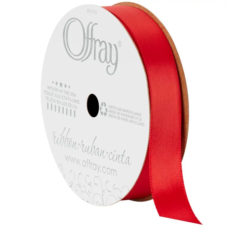 Offray Ribbon Red Polyester Ribbon, 3.12" x 0.62" - Walmart.com | Walmart (US)