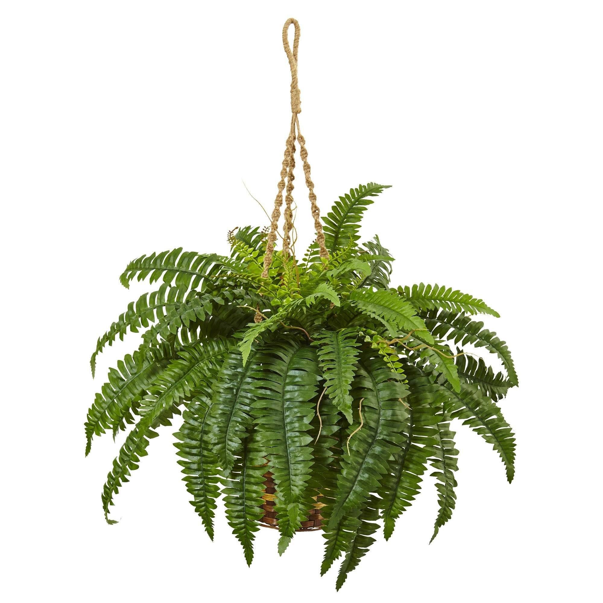 33" Artificial Boston Fern Hanging Basket | Nearly Natural" | Nearly Natural