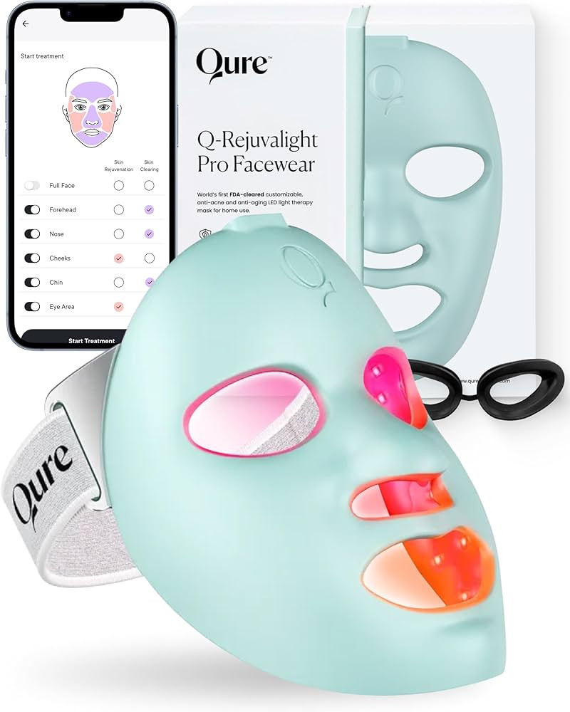 Qure Red Light Therapy for Face – LED Mask with 5 Light Modes for Anti-Aging, Acne, Wrinkles & ... | Amazon (US)