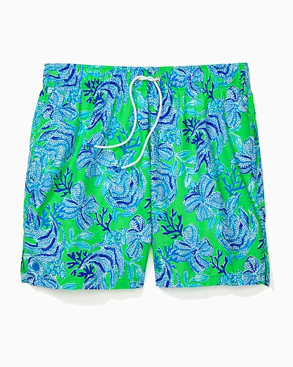Mens 6" Capri Swim Trunks in Green Size 2XL, Keepin It Reel - Lilly Pulitzer | Lilly Pulitzer
