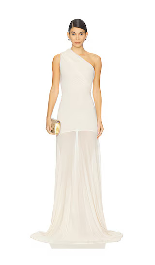 Asymetric Draped Sleeveless Dress in Ivory | Revolve Clothing (Global)
