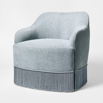 Upholstered Swivel Accent Chair with Fringe Light Blue - Threshold designed with Studio McGee™ | Target