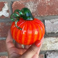Orange Glass Pumpkin, Blow Glass, Fall Décor, Table Harvest Decoration, Gift For Home, Gifts Mom, Idea | Etsy (US)