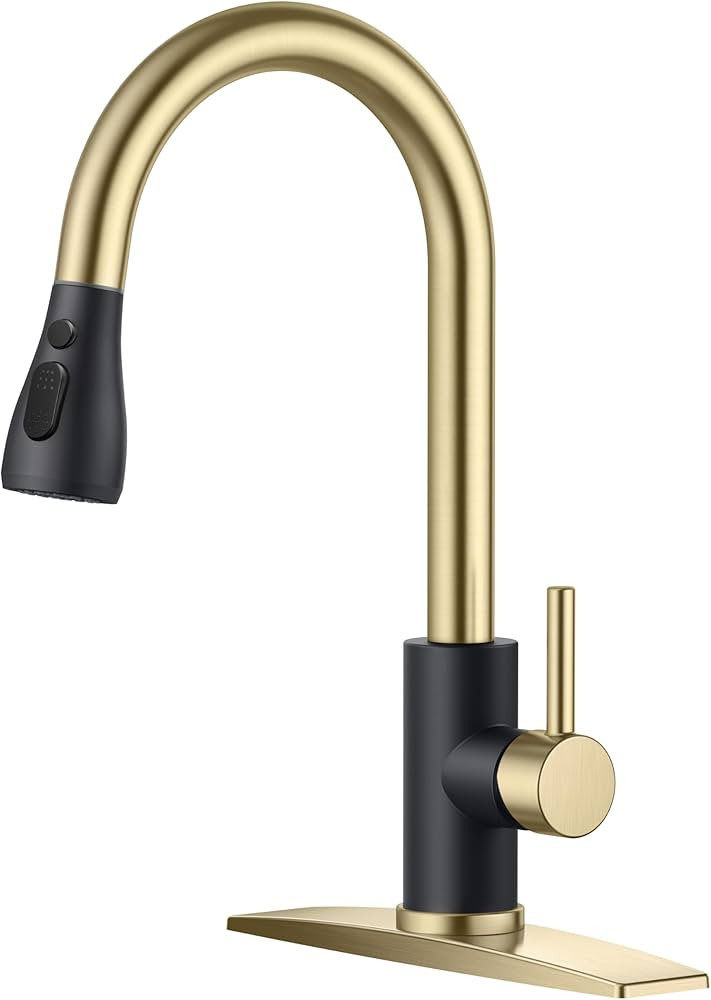 FORIOUS Kitchen Faucet with Pull Down Sprayer, Kitchen Sink Faucet with Deck Plate, High Arc Sing... | Amazon (US)