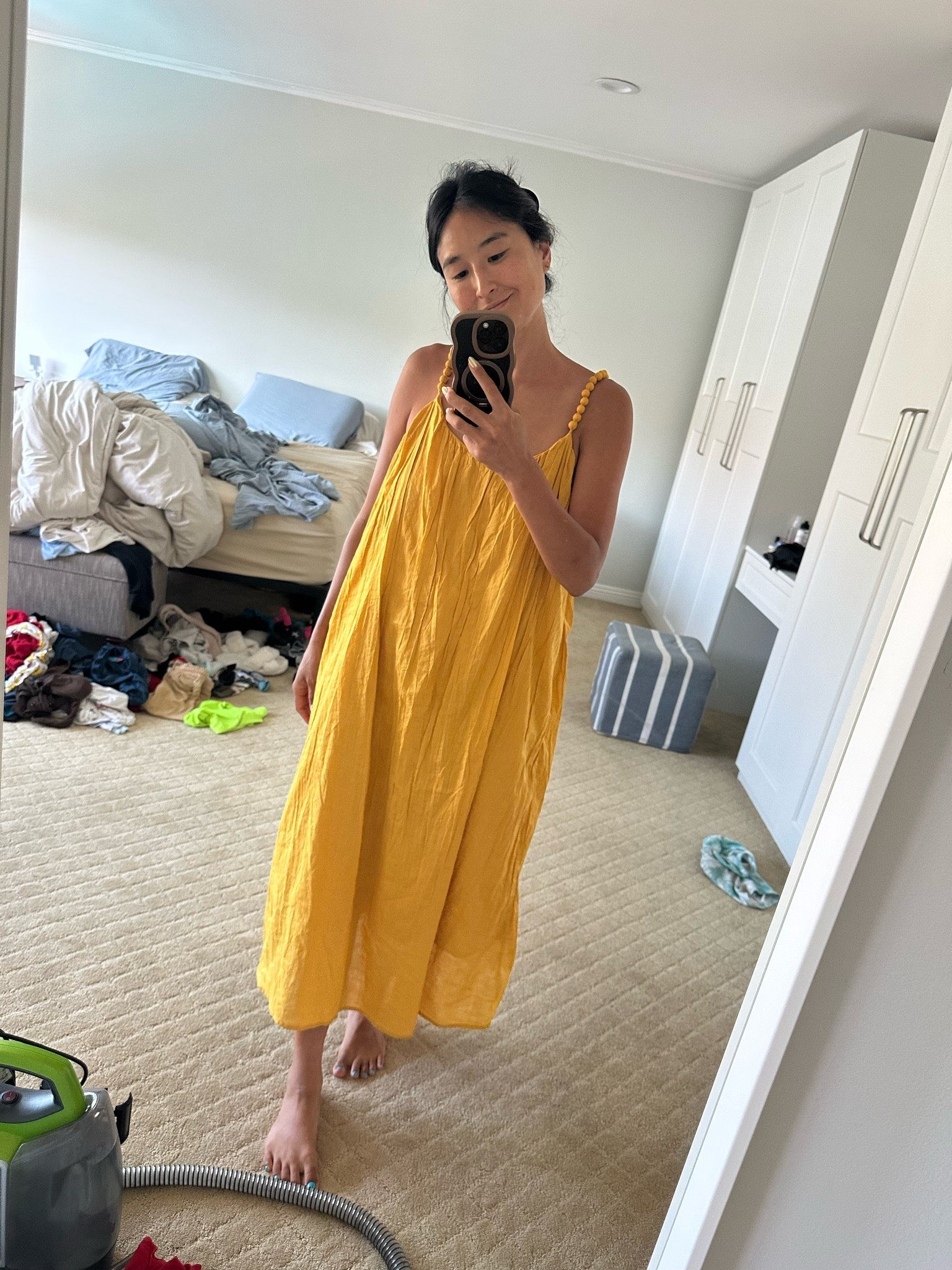 I legit live in a frat house, but keeping it cute with this dress. Which later got barfed on by my niece but remains super cute (both her and the dress. 
I sized up in this dress to a S and removed the string belt for a more casual Mumu vibe. It looks elevated and more high end IMO.

#LTKootd #LTKgrwm #LTKdayinmylife