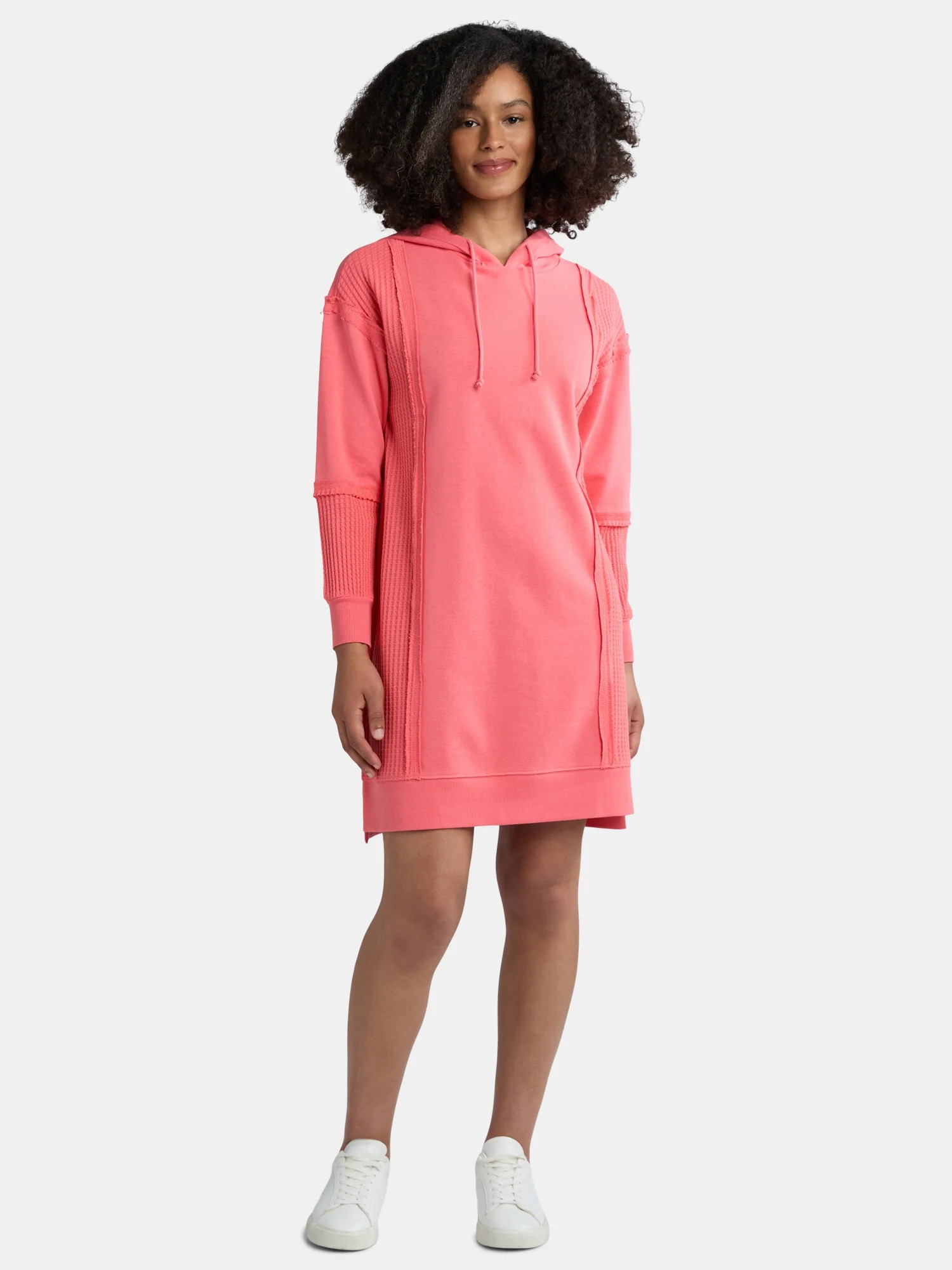 Time And Tru Women's Mixed Media Hooded Dress, Sizes XS-XXXL | Walmart (US)