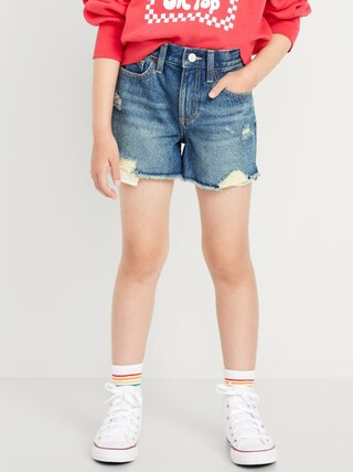 High-Waisted Ripped Frayed-Hem Jean Shorts for Girls | Old Navy (US)
