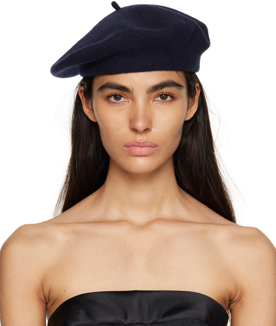 Maison Margiela - Navy Heavy Wool Beret | SSENSE