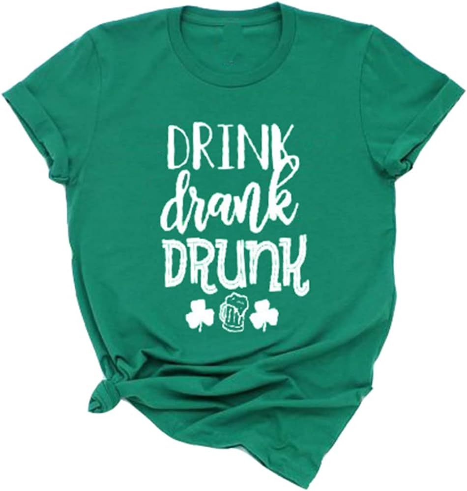 Womens St Patrick's Day T-Shirt Let's Get Lucked Up Shirt Irish Clover Funny Holiday Lucky Graphi... | Amazon (US)