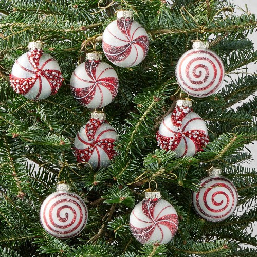 Peppermint Candy Ornaments, Set of 9 | Williams-Sonoma