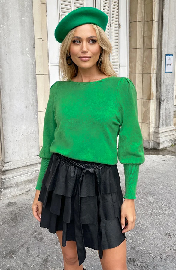 Knitted Trui Met Pofmouwen Bright Green | The Musthaves (NL)