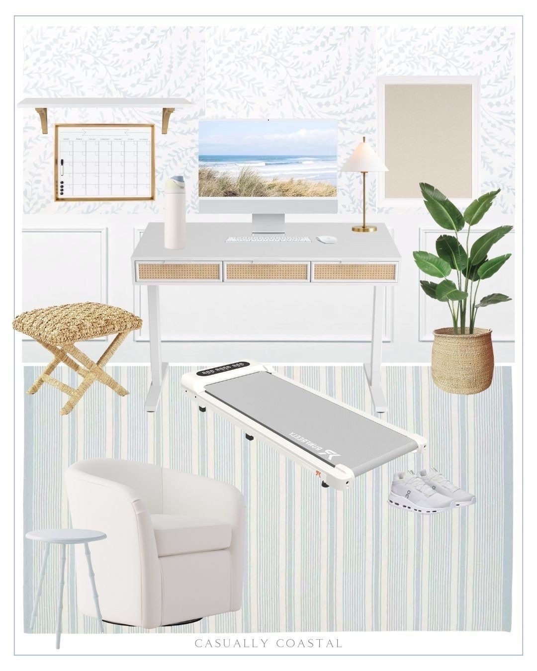 Home Office Design Inspirationn
----
coastal home decor, coastal style home, home office ideas, home office inspiration, home office design, standing desk, women's home office, coastal rugs, Amazon walking pad, boho style adjustable desk, cane desk, rattan desk, electric standing desk, desk with rattan drawers, under desk treadmill, padded foam floor mat, Serena & lily rug, blue & white rug, striped rugs, office rug, 8x10 rug, 6x9 rugs, 9x12 rugs, 11x14 rugs, coastal stool, x-base stool, swivel chair, pottery barn chair, white accent chairs, upholstered chairs, home office furniture, coastal side table, metal table lamp, brass lamp, desk lamp, coastal wallpaper, blue & white wallpaper, Serena & lily wallpaper, framed linen fabric pinboard, framed magnetic dry erase monthly calendar, home office organization, office supplies, wood wall shelf, woven basket, coastal faux plant, bird of paradise plant, On Cloud 5 sneakers, walking sneakers, running sneakers, owala water bottle, white water bottles, amazon water bottles, 24 oz water bottle, weighted vest, pleated light filtering curtains, white drapes, Amazon curtains, upholstered swivel chair


#LTKFindsUnder100 #LTKFindsUnder50 #LTKHome