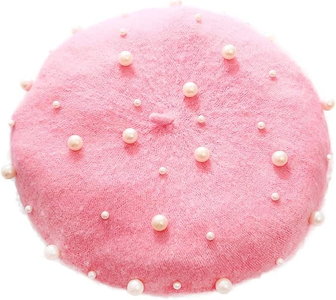 ZARSIO Women Beret Pearl Elegant Sweet Artist French Style Beret Beanie Cap | Amazon (US)