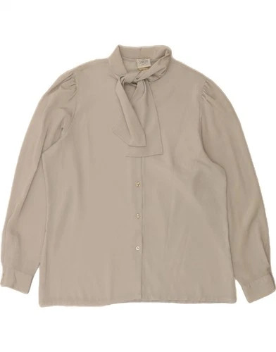 VINTAGE Womens Front Tie Shirt Blouse EU 38 Medium Grey Polyester CN02 | eBay UK