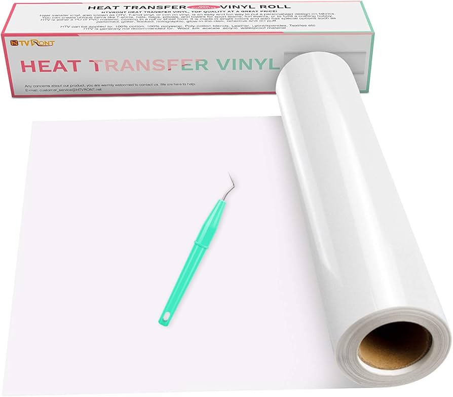 HTVRONT Heat Transfer Vinyl White HTV Rolls - 12" x 15ft White Iron on Vinyl for Cricut & Silhoue... | Amazon (US)