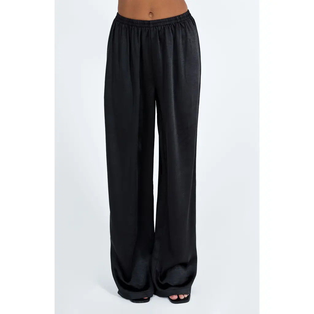 Princess Polly NIxie Wide Leg Satin Pants in Black at Nordstrom, Size 2 | Nordstrom