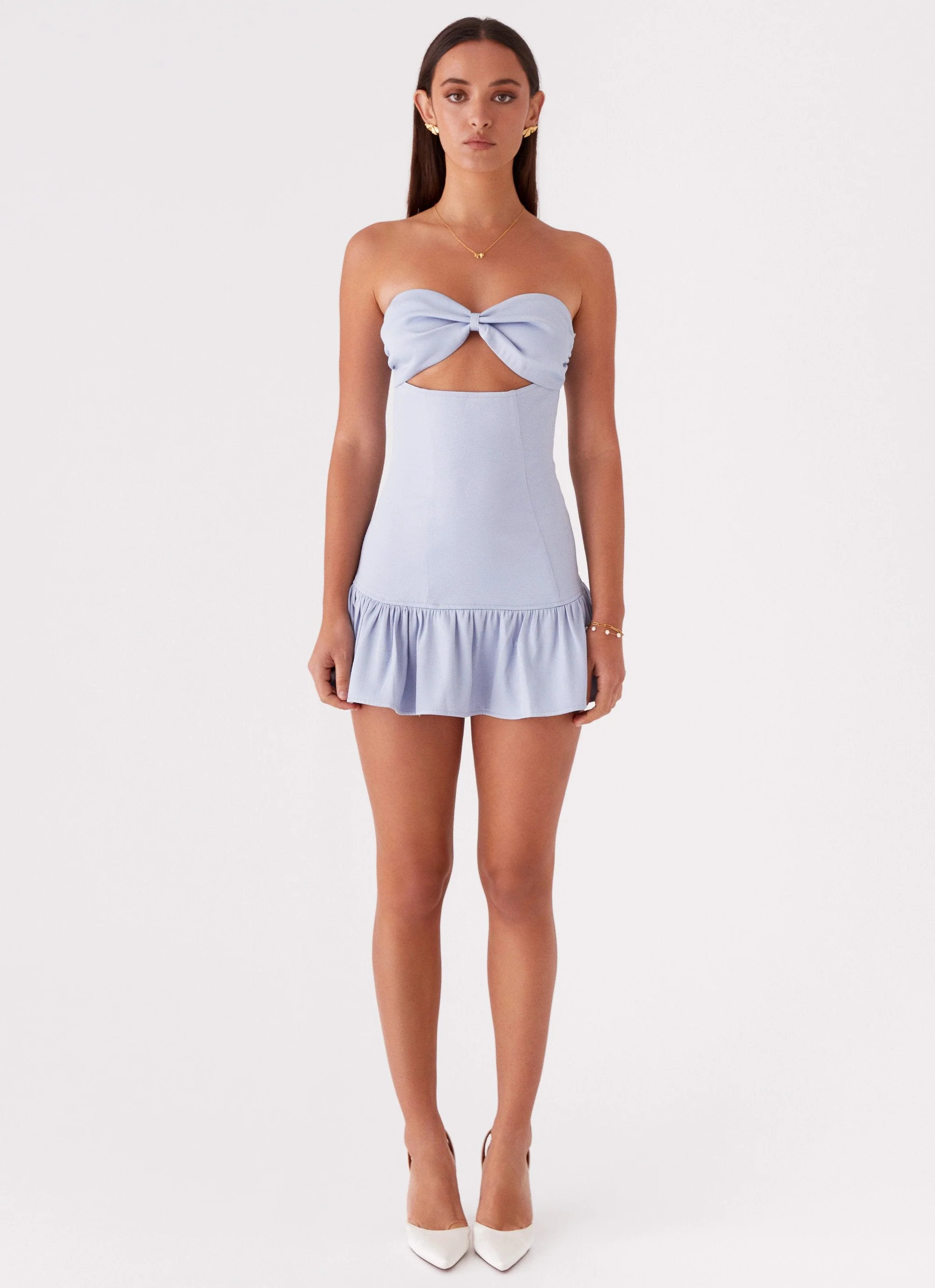 Gigi Frill Mini Dress - Blue | Peppermayo (Global)