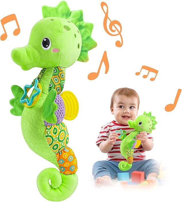 LIGHTDESIRE Baby Toys Musical Seahorse,Infant Stuffed Animal Toys with Crinkle and Rattles,Soft S... | Amazon (US)