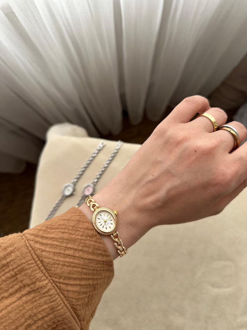 Adjustable Metal Band Women Watch, Gold Colour Woman Wrist Watch, Vintage Design, Present for Her... | Etsy (US)