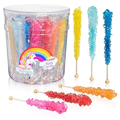 Candy Envy Magical Rainbow Rock Candy Crystal Sticks - 36 Indiv. Wrapped - Assorted Colors | Amazon (US)