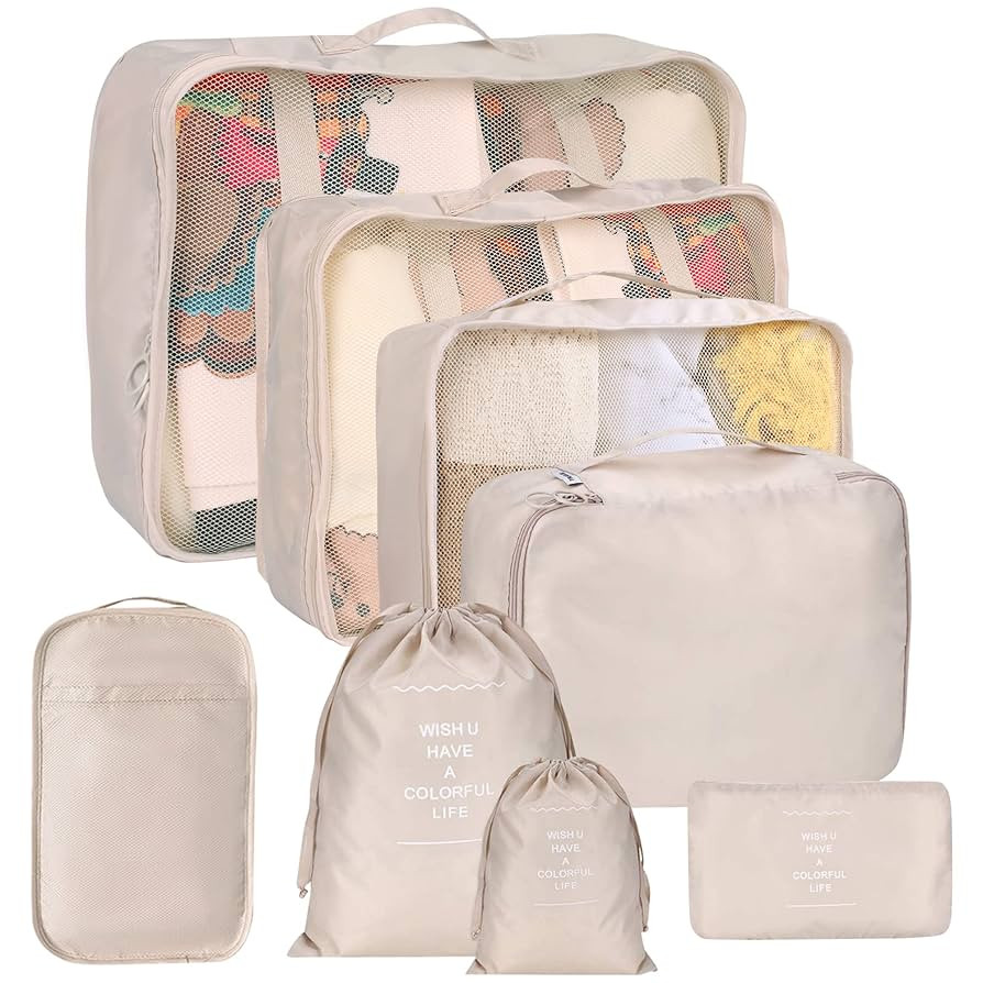 8 Set Packing Cubes for Suitcases, kingdalux Travel Luggage Packing Organizers with Laundry Bag, ... | Amazon (US)