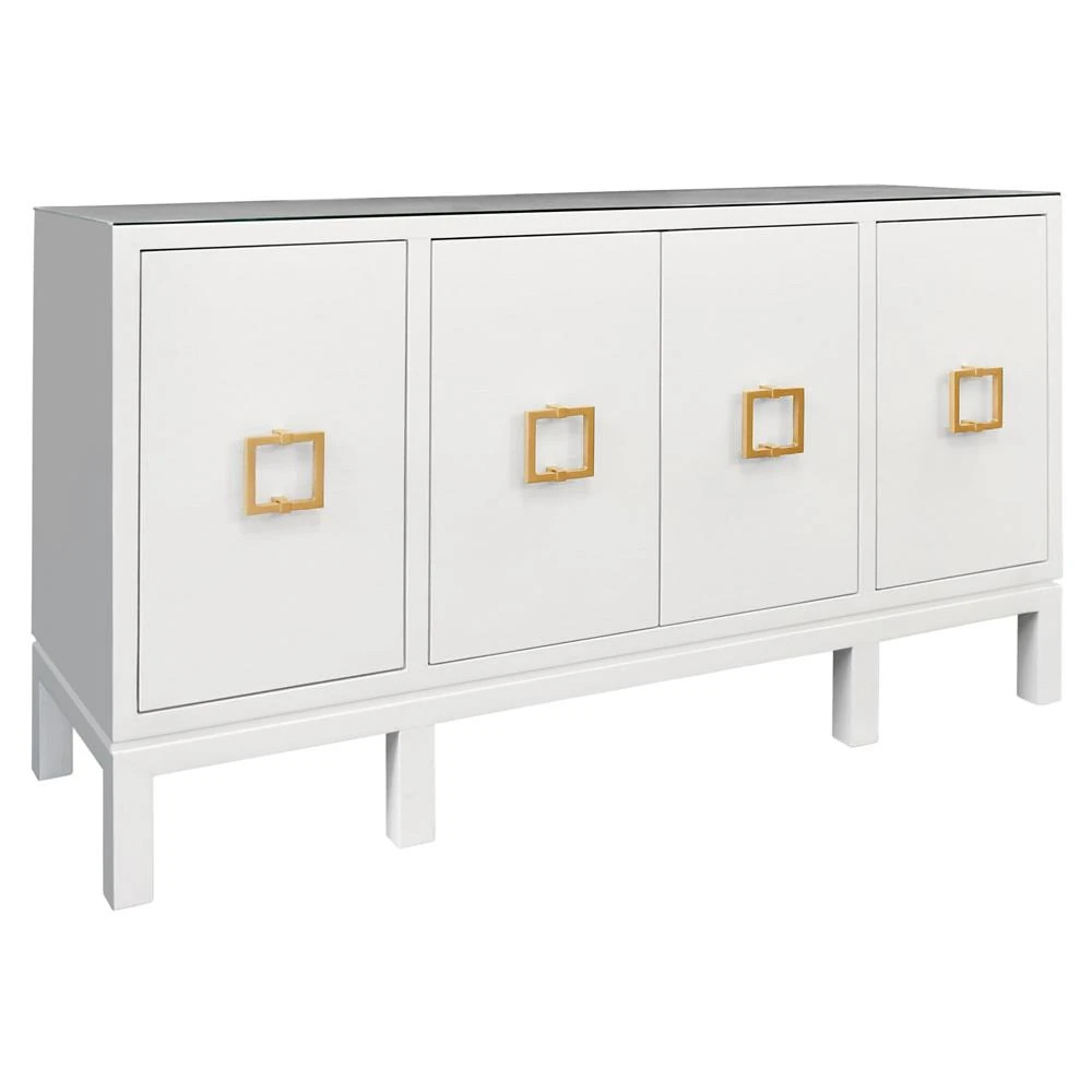 Worlds Away Effie White Textured Linen Buffet | Kathy Kuo Home
