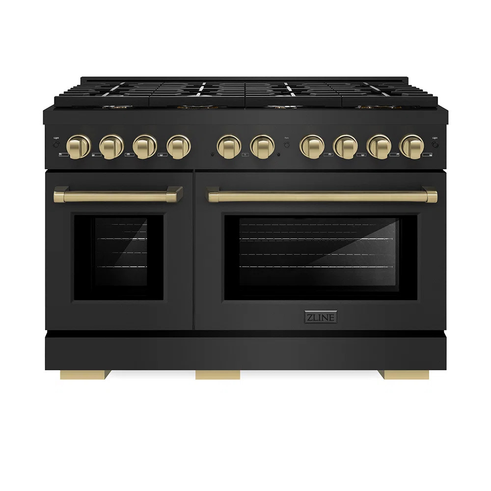 ZLINE Autograph 48" Paramount Stainless Gas Range w/ 8 Burners & Accents SGRBZ-48-CB | Wayfair North America
