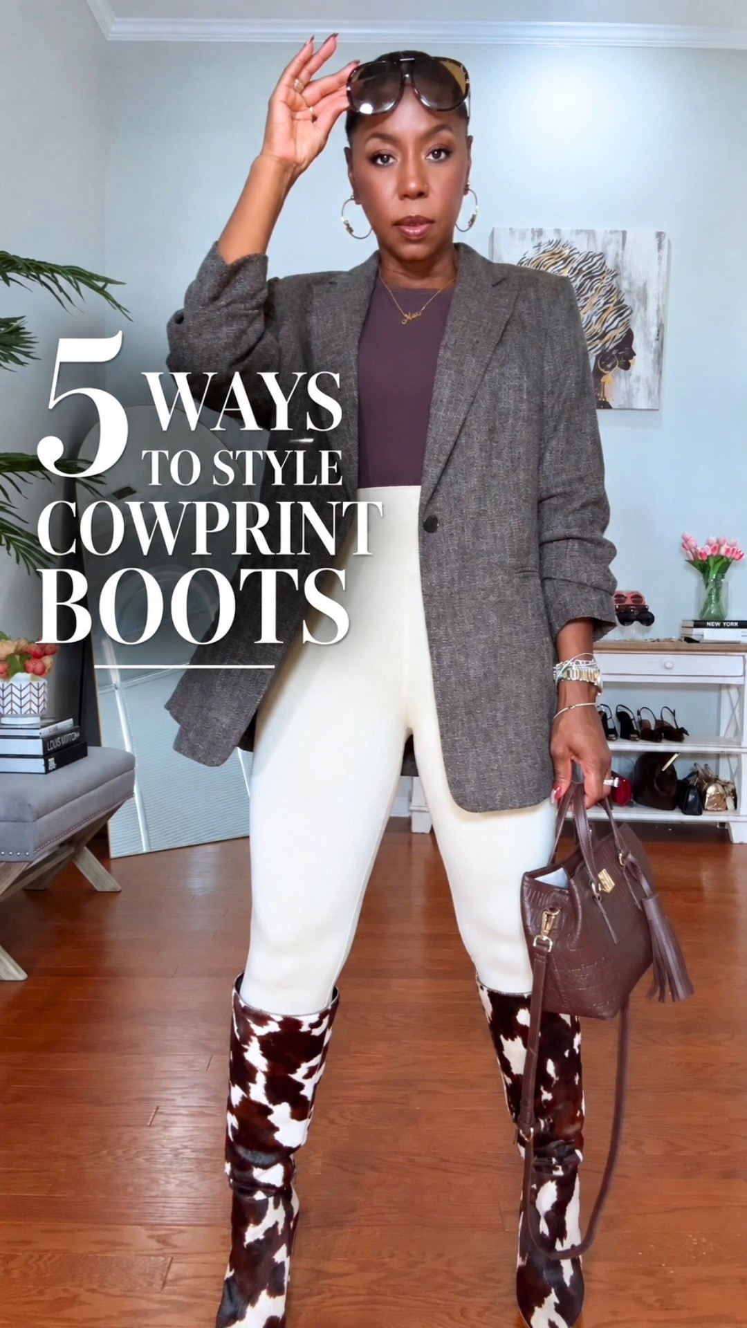 Cow print boots are a neutral. I said what I said. 🤎🐄

For Day 24/30 of Shopping My Closet, I styled these statement boots 5 different ways—with cream, chocolate brown, denim, tailoring and lots of texture.

Which look are you wearing: 1, 2, 3, 4 or 5?

5’4 | 155 lbs | Size M

Shop exact and similar pieces below. 💋

#CowPrintBoots #Over50Style #FallOutfitIdeas #LTKOver50 #StatementBoots

#LTKootd #LTKOver40 #LTKMidsize