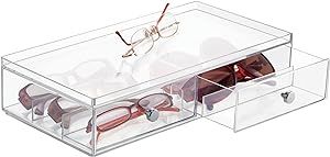 mDesign Wide Stackable Plastic Eye Glass Organizer Box Holder for Sunglasses, Reading Glasses, Le... | Amazon (US)