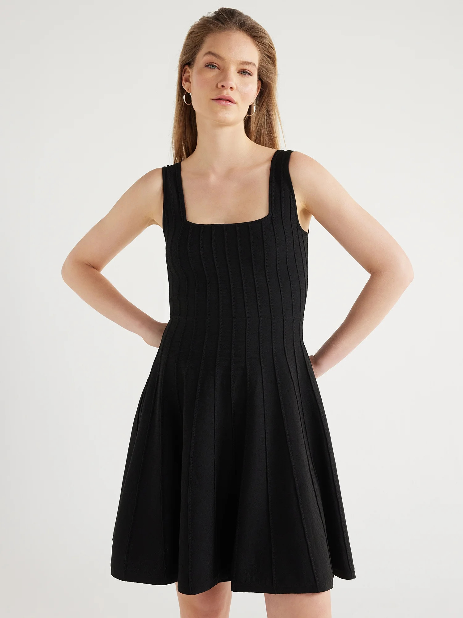 Scoop Women’s Sleeveless Square Neck Mini Sweater Dress, Sizes XS-XXL - Walmart.com | Walmart (US)