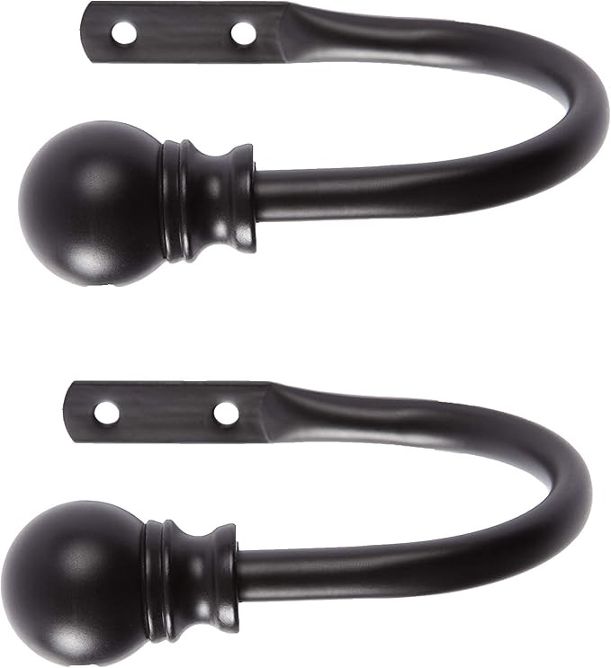 Kenney Davenport Window Curtain Holdback Pair, Matte Black | Amazon (US)