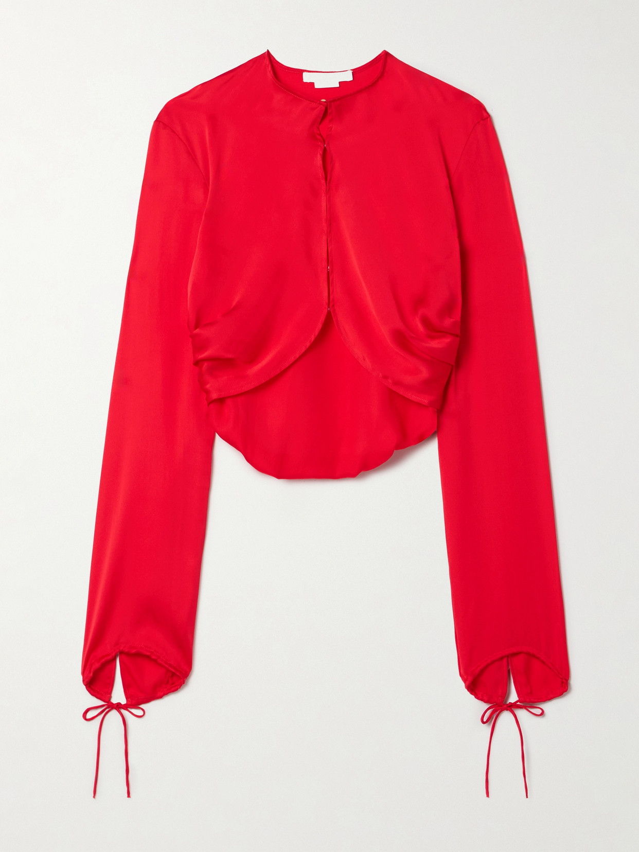 Acne Studios - Cropped Draped Silk-satin Top - Red | NET-A-PORTER (US)