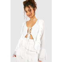 Womens Chiffon Tie Blouse - White - 8 | boohoo (US & Canada)