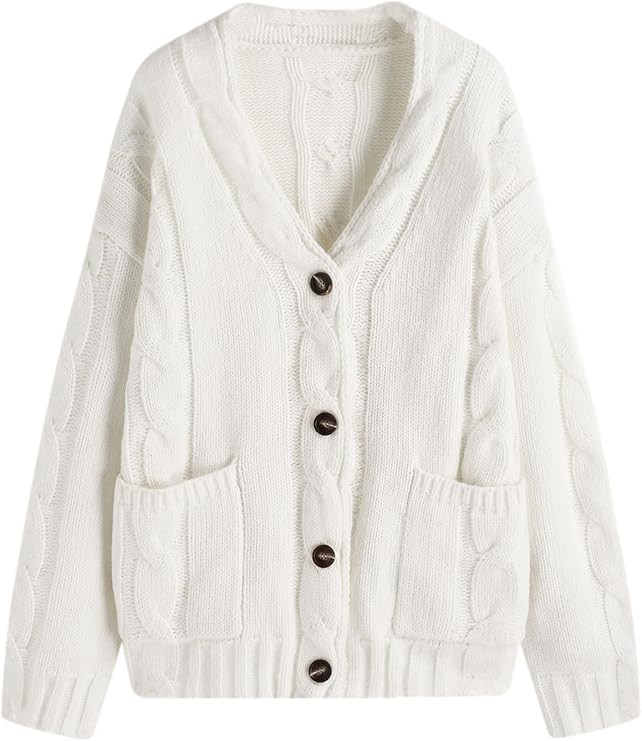 CIDER Cable Knit V-Neck Solid Pocket Cardigan | Amazon (CA)