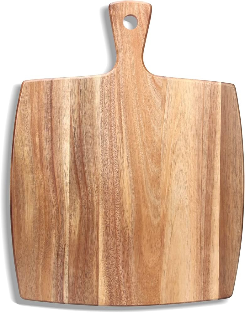 16.6"x13" Large Acacia Wood Cutting Board with Handle Big Wooden Charcuterie Boards Butcher Block... | Amazon (US)