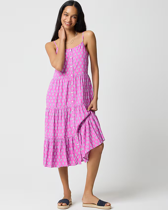 Strappy tiered midi dress | J.Crew Factory