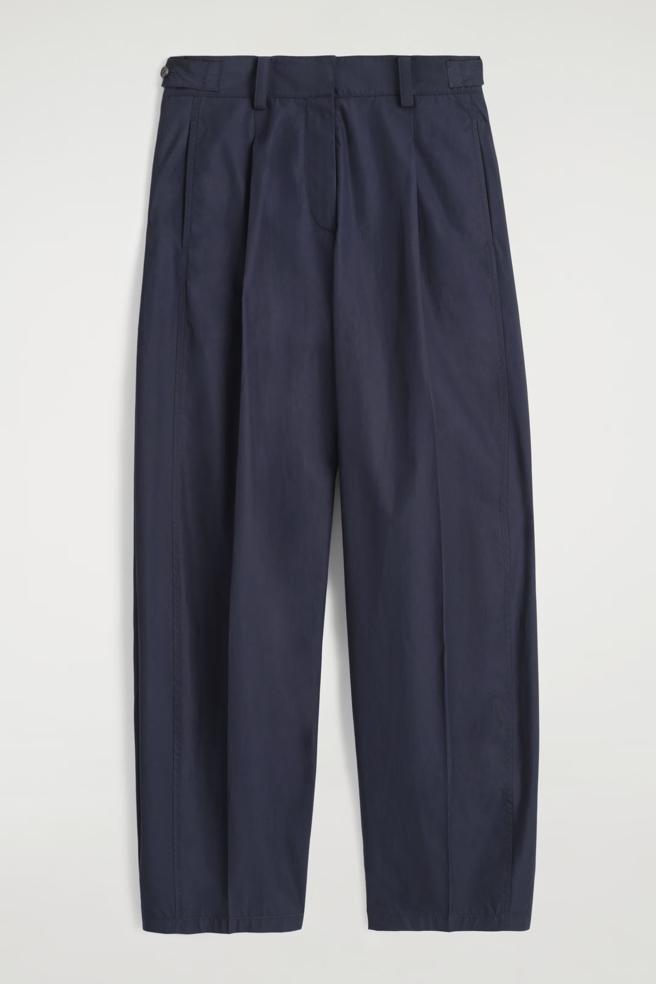 PLEATED COTTON BARREL-LEG TROUSERS - NAVY | COS US | COS (US)