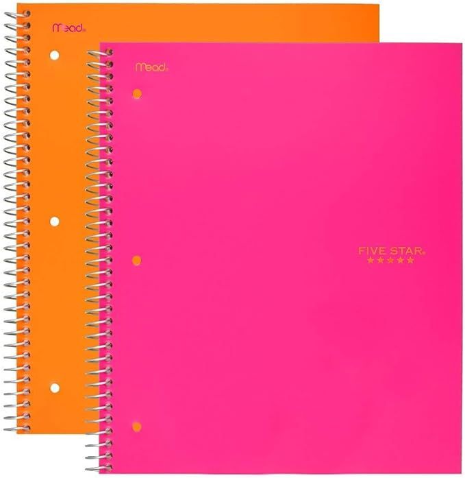 Five Star Spiral Notebooks, 1 Subject, College Ruled Paper, 100 Sheets, 11" x 8-1/2", Orange, Pin... | Amazon (US)