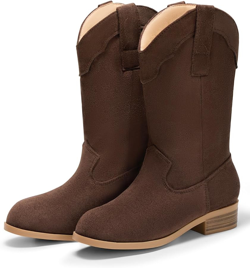 Coutgo Girls Cowboy Boots Unisex-Child Mid Calf Cowgirl Boots Western Riding Shoes | Amazon (US)