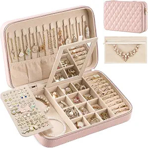 Lolalet Travel Jewelry Case for Women Girls, Travel Jewelry Organizer Box with Mirror & Clear Sto... | Amazon (US)