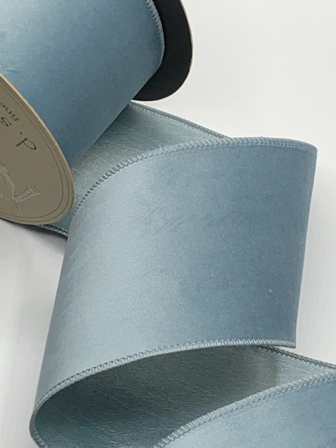 4" Gray Blue Velvet Ribbon ~ Taffeta Back ~ d stevens ~ Wired Edges ~ 10 Yard Roll ~ Designer Rib... | Etsy (US)