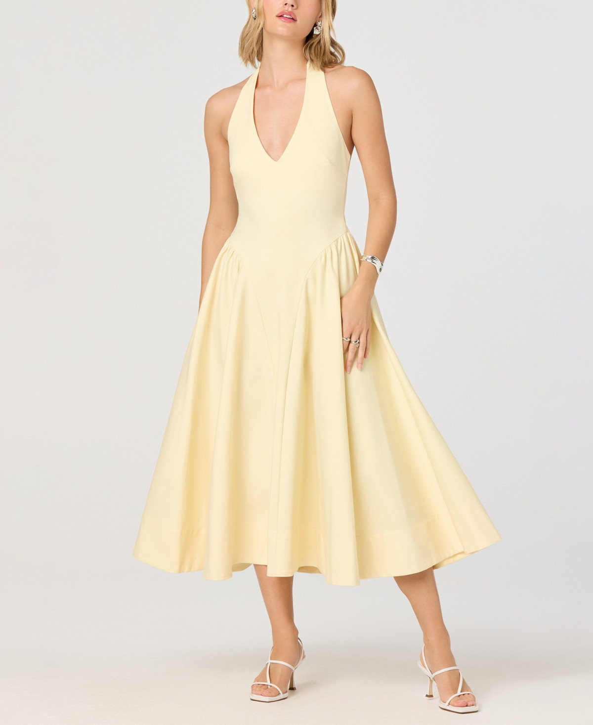 Astr the Label Women's Basque Waist V-Neck Dress - Lemon | Macy's